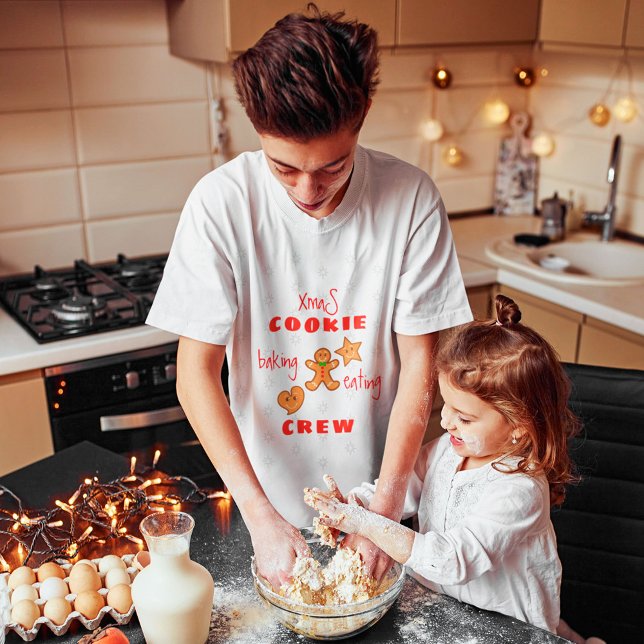 XmaS Cookie Baking&Eating Crew-Red text T-Shirt (The Xmas Cookie Crew enjoy together!)