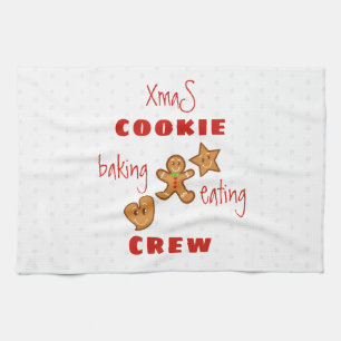 XmaS Cookie Baking&Eating Crew-Red Text Tea Towel