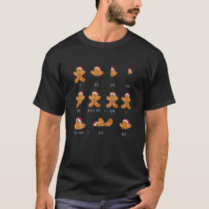 Xmas Cookies Santa Hat Fractions Math Teacher Chri T-Shirt