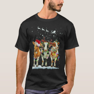 Xmas Cow With Christmas Light Happy Holidays T-Shirt