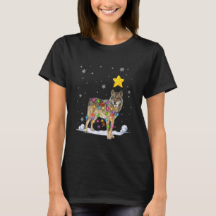 Xmas Coyote Animals  Christmas Tree Lights T-Shirt