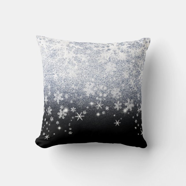  Xmas Crackled Ice Snowflakes Cushion (Front)