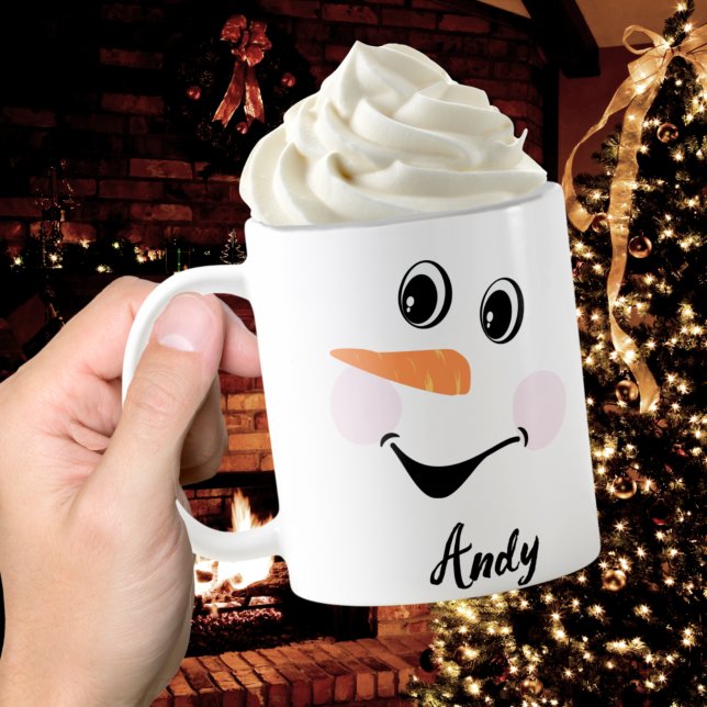 Xmas Cute Custom Snowman happy face cup coffee mug (Creator Uploaded)