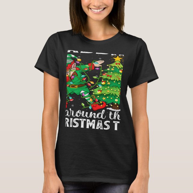 Xmas Dab Elf Dabbing Around The Christmas Tree   T-Shirt (Front)