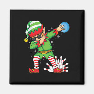 Xmas Dabbing Elf Bowling Ll And Pins Christmas Bow Magnet