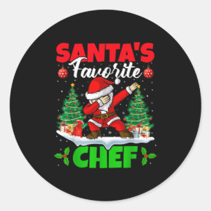 Xmas Dabbing Santa's Favorite Chef Christmas Classic Round Sticker