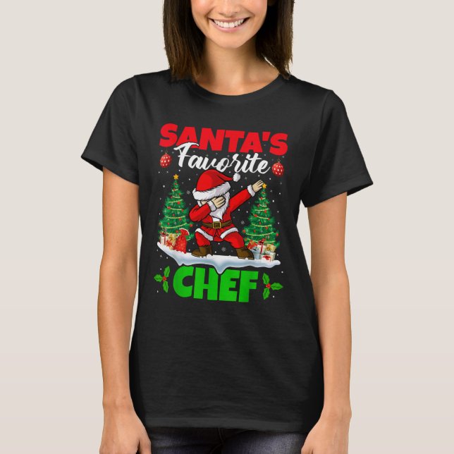 Xmas Dabbing Santa's Favourite Chef Christmas  T-Shirt (Front)