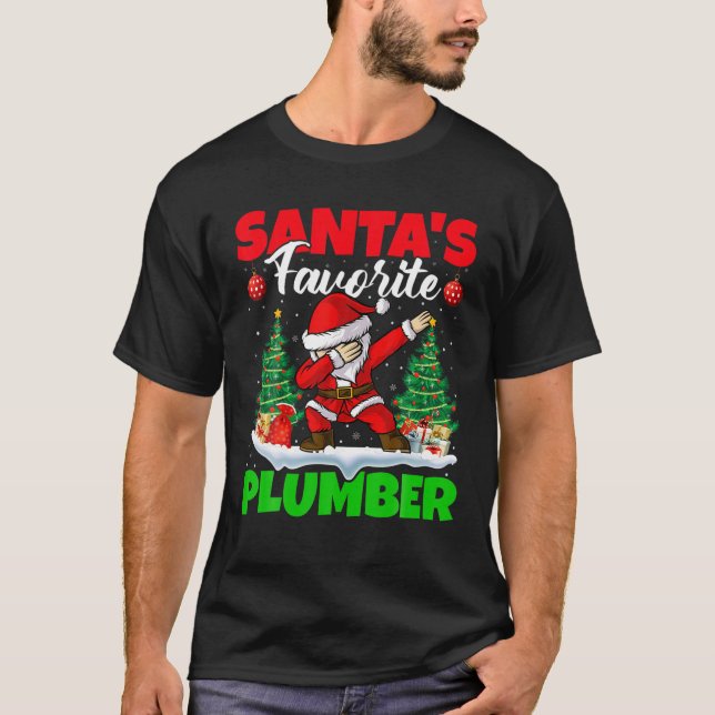 Xmas Dabbing Santa's Favourite Plumber Christmas T-Shirt (Front)