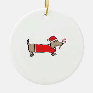 Xmas dachshund ceramic tree decoration