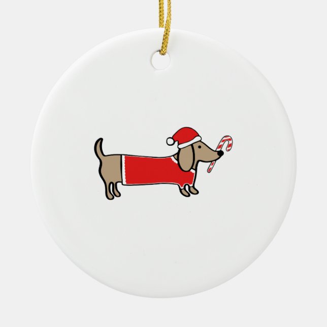 Xmas dachshund ceramic tree decoration (Front)