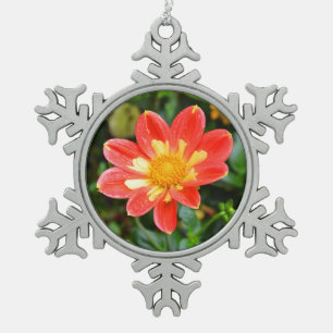 Xmas Dahlia flower Snowflake Pewter Christmas Ornament