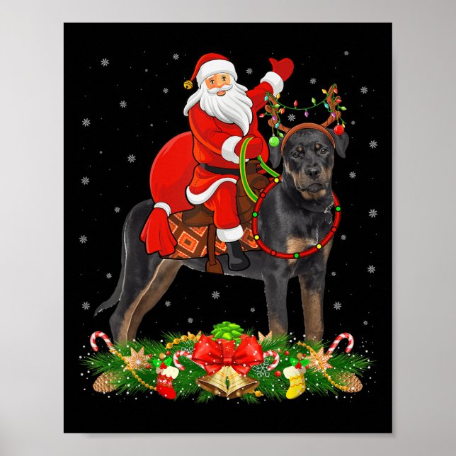 Xmas Decor Funny Santa Riding Rottweiler Dog Chris (Front)
