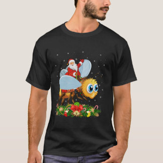 Xmas Decor Lights Funny Santa Riding Bumblebee Chr T-Shirt