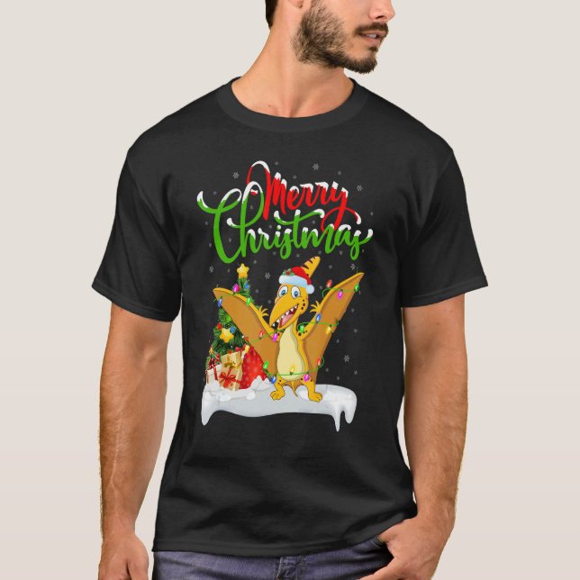 Xmas Decoration Pterodactyl Dinosaur Bird Christma T-Shirt (Front)