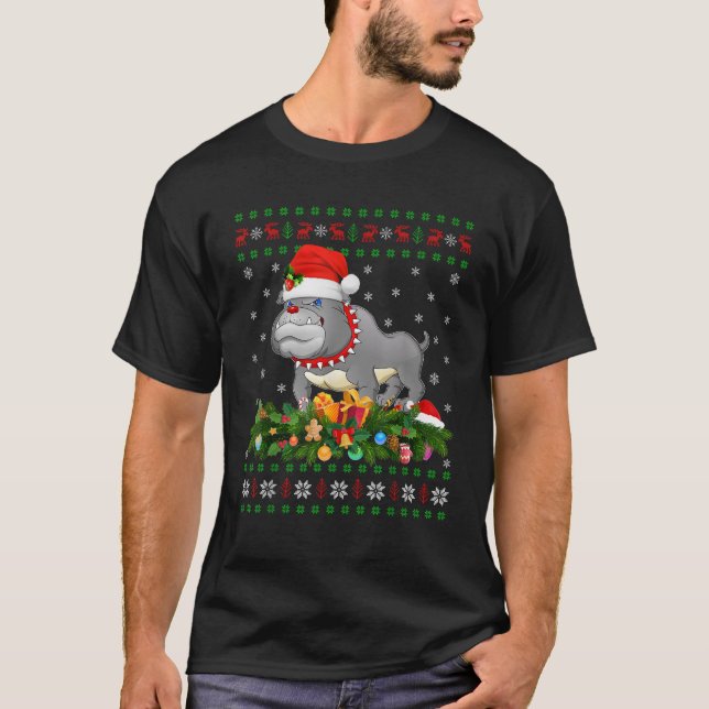 Xmas Decoration Ugly Santa English Bulldog Christm T-Shirt (Front)