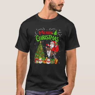 Xmas Decorations Dog Santa Riding Bull Terrier Dog T-Shirt