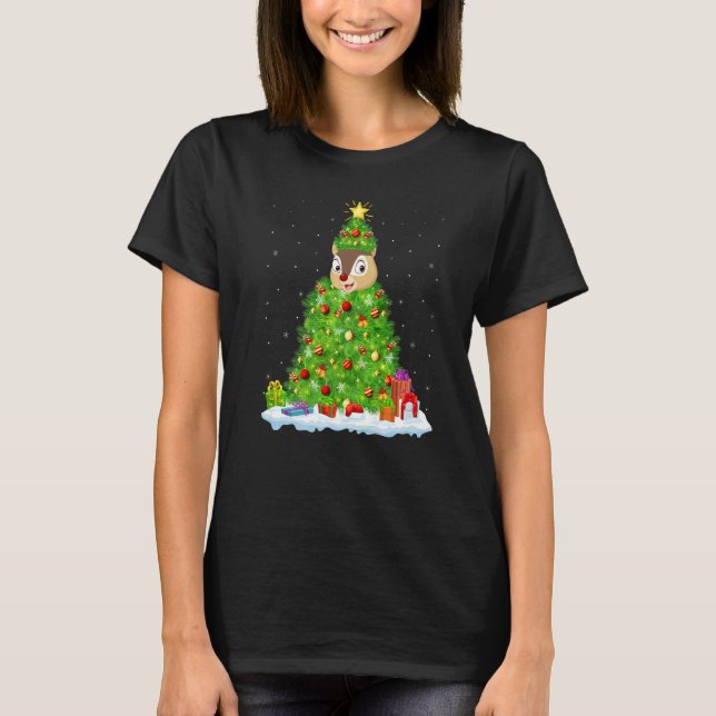 Xmas Decorations Lights Santa Chipmunk Christmas T T-Shirt (Front)