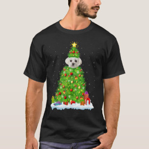 Xmas Decorations Lights Santa Maltese Dog Christma T-Shirt