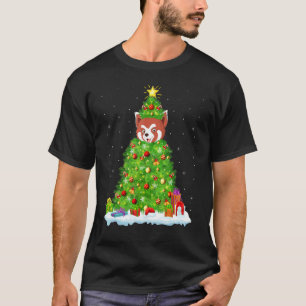 Xmas Decorations Lights Santa Red Panda Christmas  T-Shirt