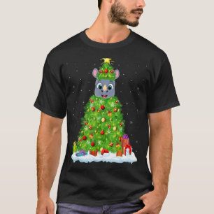 Xmas Decorations Lights Santa Rhino Christmas Tree T-Shirt