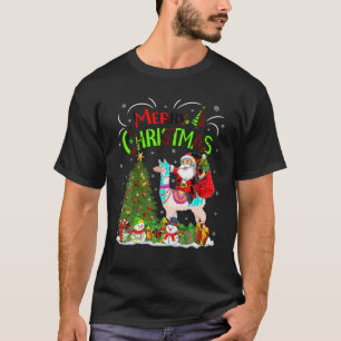 Xmas Decorations Lights Santa Riding Alpaca Christ T-Shirt