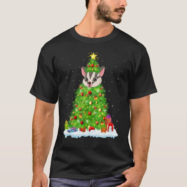 Xmas Decorations Lights Santa Sugar Glider Christm T-Shirt (Front)