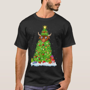 Xmas Decorations Lights Santa Yak Christmas Tree T-Shirt