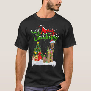 Xmas Decorations Santa Airedale Terrier Dog Christ T-Shirt