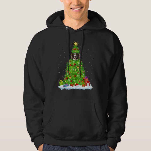Xmas Decorations Santa Bearded Collie Dog Christma Hoodie (Front)