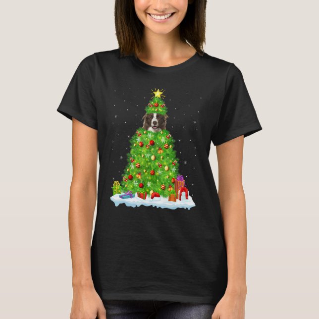 Xmas Decorations Santa Bearded Collie Dog Christma T-Shirt (Front)