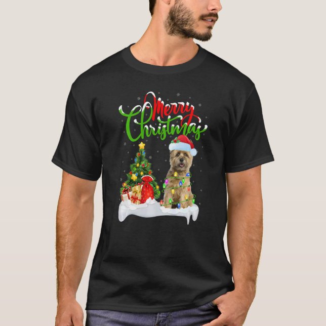 Xmas Decorations Santa Cairn Terrier Dog Christmas T-Shirt (Front)