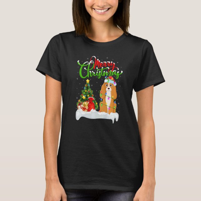 Xmas Decorations Santa Cocker Spaniel Dog Christma T-Shirt (Front)