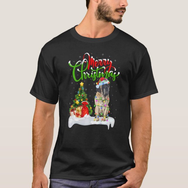 Xmas Decorations Santa English Mastiff Dog Christm T-Shirt (Front)