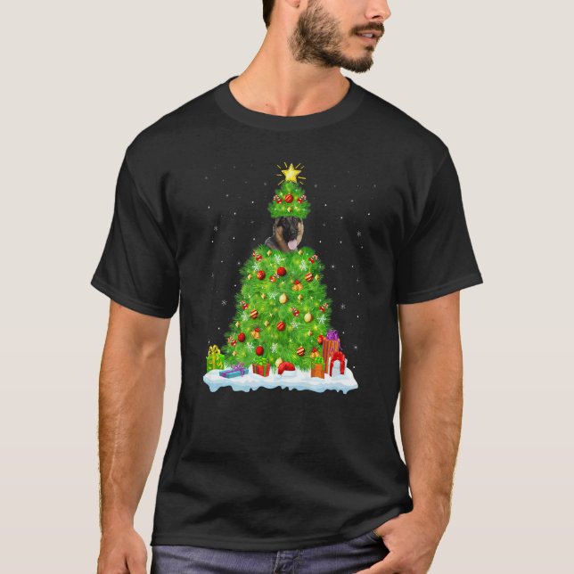 Xmas Decorations Santa German Shepherd Dog Christm T-Shirt (Front)