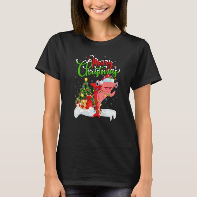 Xmas Decorations Santa Hammerhead Shark Christmas  T-Shirt (Front)