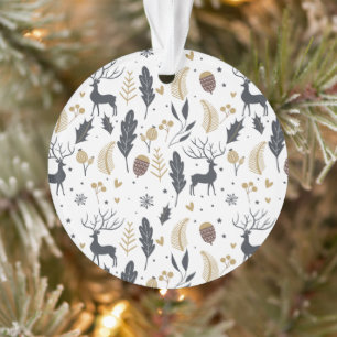 Xmas Deer and Leaves Joyful Greetings Collection Ornament