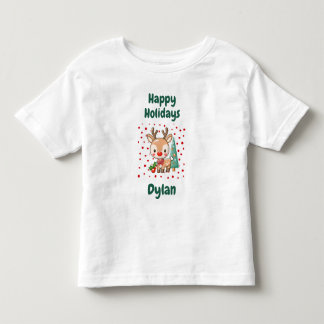 Xmas Deer, Personalised Merry Christmas Toddler T-Shirt