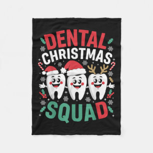 Xmas Dental Christmas Squad Teeth Dentist Oral Hyg Fleece Blanket