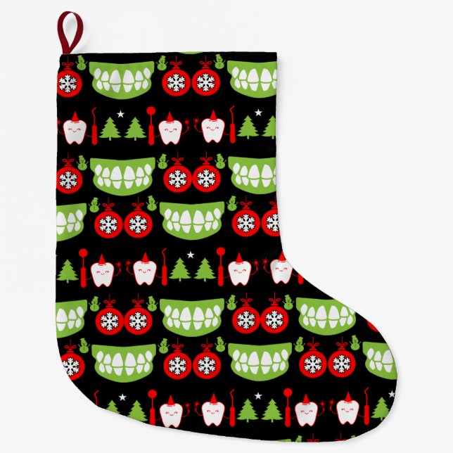 Xmas Dental Doctor Gifts Large Christmas Stocking (Front)