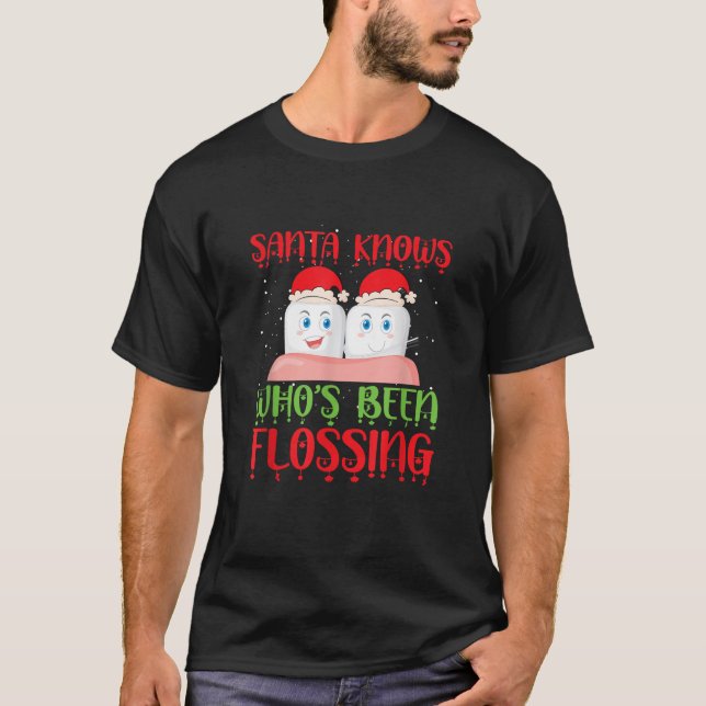 Xmas Dentist Holiday Dental Office Funny Christmas T-Shirt (Front)