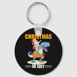 Xmas Dinosaur Summer Christmas In July Santa In Ju Key Ring