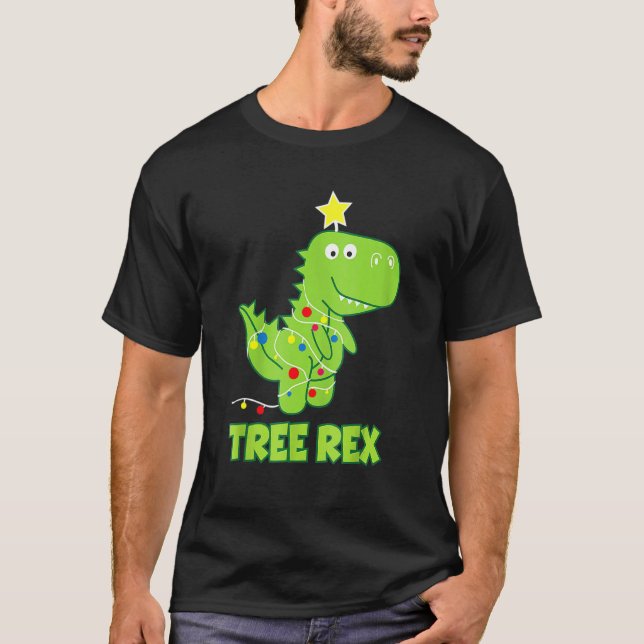 Xmas Dinosaur Tree Rex Pyjamas For Toddler Boys 1 T-Shirt (Front)