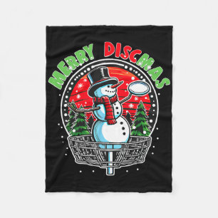 Xmas Disc Golfer Snowman Merry Discmas Disc Golf S Fleece Blanket