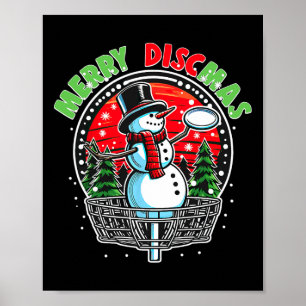 Xmas Disc Golfer Snowman Merry Discmas Disc Golf S Poster