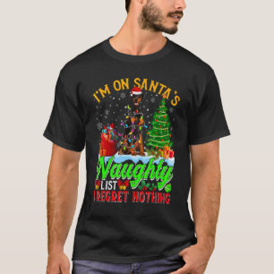 Xmas Doberman Dog On Santa's Naughty List T-Shirt