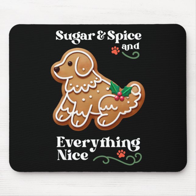 Xmas Dog Gingerbread Sugar Spice Christmas Cookie  Mouse Mat (Front)