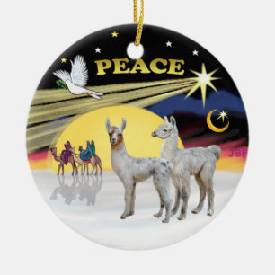 Xmas Dove - 2 Baby Llamas Ceramic Tree Decoration