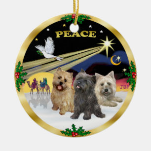 Xmas Dove - Three Cairn Terriers Ceramic Tree Decoration
