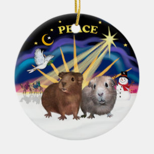 Xmas Dove - Two Guinea Pigs (#2 and #3) Ceramic Tree Decoration