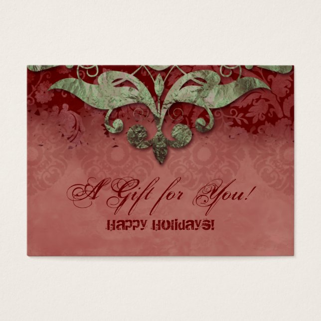 Xmas Elegant Gift Card Red Green Architecture (Front)